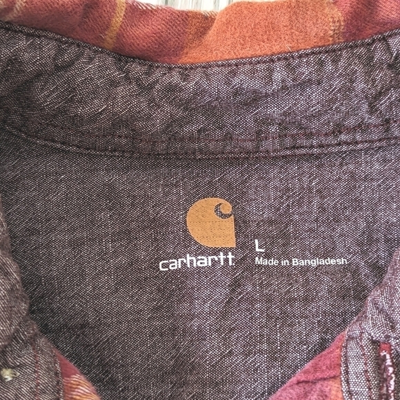 Carhartt Hubbard Cotton Flannel Button Down in Red and Orange Size Large - Picture 5 of 10